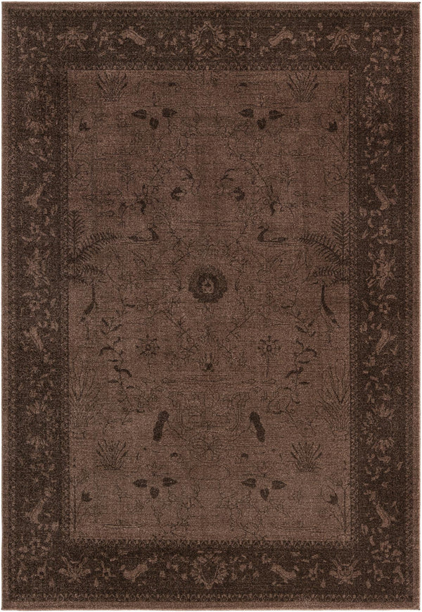 Unique Loom La Jolla Floral Machine Made Floral Rug Brown, Beige/Brown 7' 1" x 10' 0"