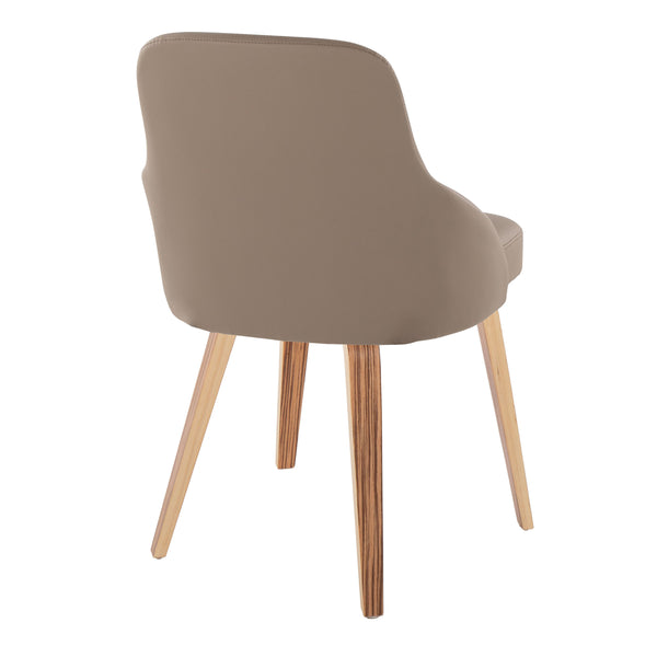 English Elm Chair Set of 2 Zebra Wood Grain Faux Leather Padded Dining Seating Contemporary B202S02127