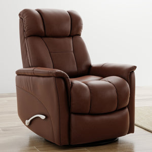 English Elm Global Swivel Glider Recliner With Adjustable Headrest & Footrest In Stylish Oslo Pecan Finish B339P323111