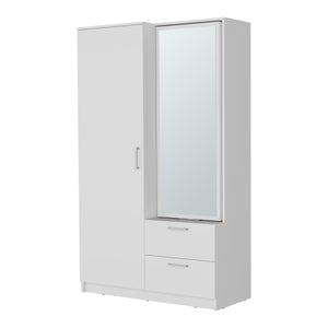 English Elm FM Compact Wardrobe with Hanging Rod, Smooth Drawers and Open Shelves for Organized Bedrooms White 55 L x 23 W x 4 H B128S00183
