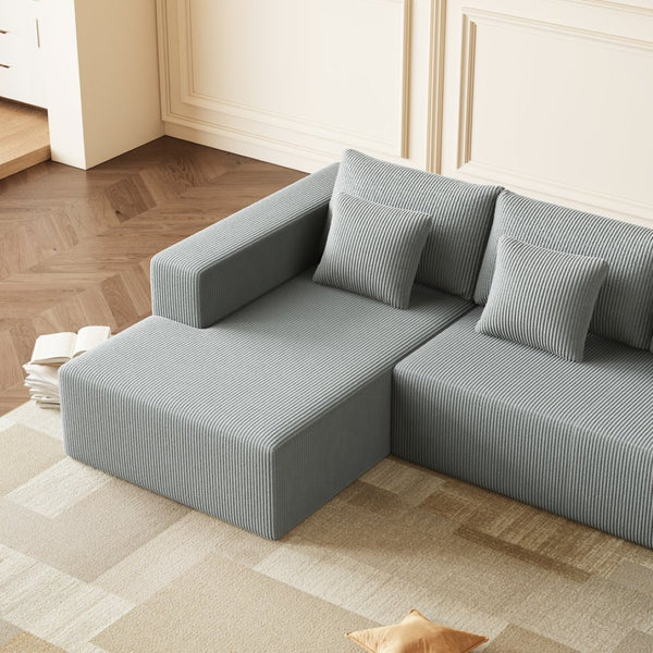 English Elm Corduroy U Shaped Sectional Sofa Couch - Reversible Comfort & Spacious Design For Modern Homes W1765S00120-GIGA