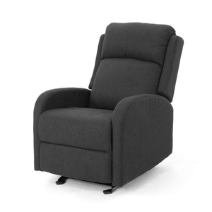 English Elm Christopher Knight Home® - 25" Plush Waterfall Backrest Manual Rocker Recliner with Curved Arms and Smooth Lever Recline Dark Gray 62805.00DGRY