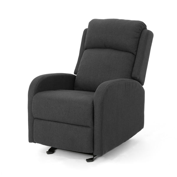 English Elm Christopher Knight Home® - 25" Plush Waterfall Backrest Manual Rocker Recliner with Curved Arms and Smooth Lever Recline Dark Gray 62805.00DGRY