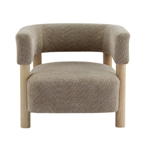 English Elm Christopher Knight Home® - Boucle Plush Bouclé Accent Chair with Rubber Wood Frame, Spring Bag Cushion for Cozy Support Light Camel,Natural Wood 30.75 L x 28.9 W x 19.25 H N776P268327B