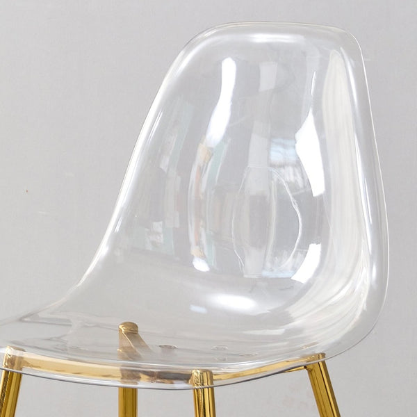 English Elm Table And Chair Set - Modern Wood Texture Mdf Coffee Table With Glass Legs & 4 Transparent Chairs W1151S02076-GIGA