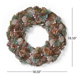 Christopher Knight Home® - Noble House - 18.5" Pine Cone and Glitter Unlit Artificial Christmas Wreath