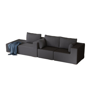 English Elm 108.3" Modular Cloud Sectional Corduroy Upholstered L Shape Sofa for Living Room Dark Grey W1097S00155
