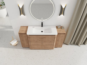 English Elm 64'' Freestanding Bathroom Vanity Oak Melamine Plywood with Ceramic Sink Soft Close W999S00515