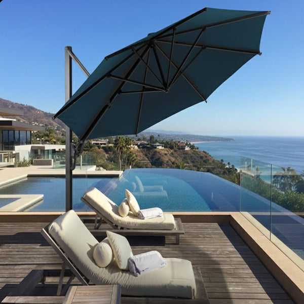English Elm 10 Ft Square Cantilever Patio Umbrella Upf 50 Plus Polyester Canopy 360 Rotation B082P454954