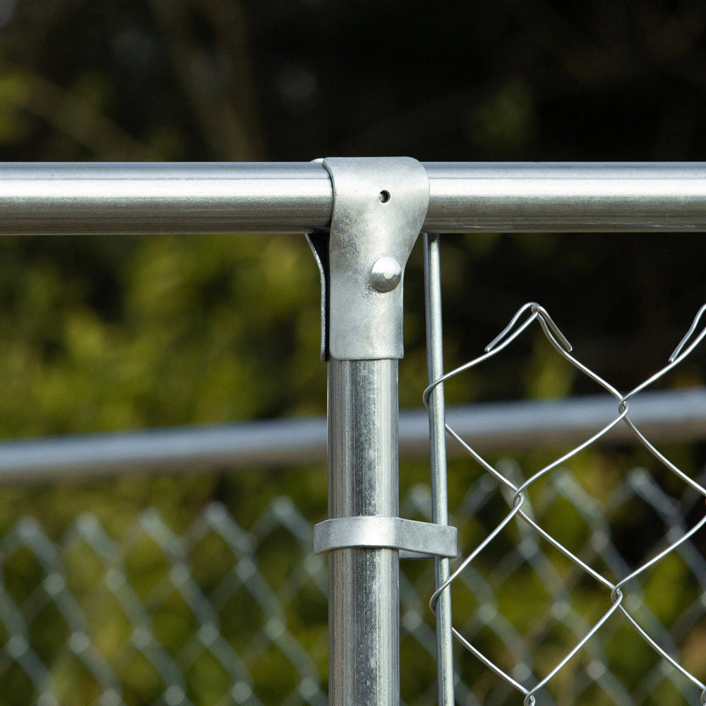 English Elm Steel Galvanized Chain Link Dog Kennel with Oxford Cloth Canopy for Large Breeds T3971S00065