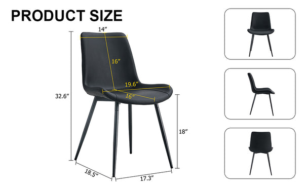 English Elm Black Faux Leather Dining Chairs Set of 4 with Curved Seats and Slim Metal Legs W1151P408848