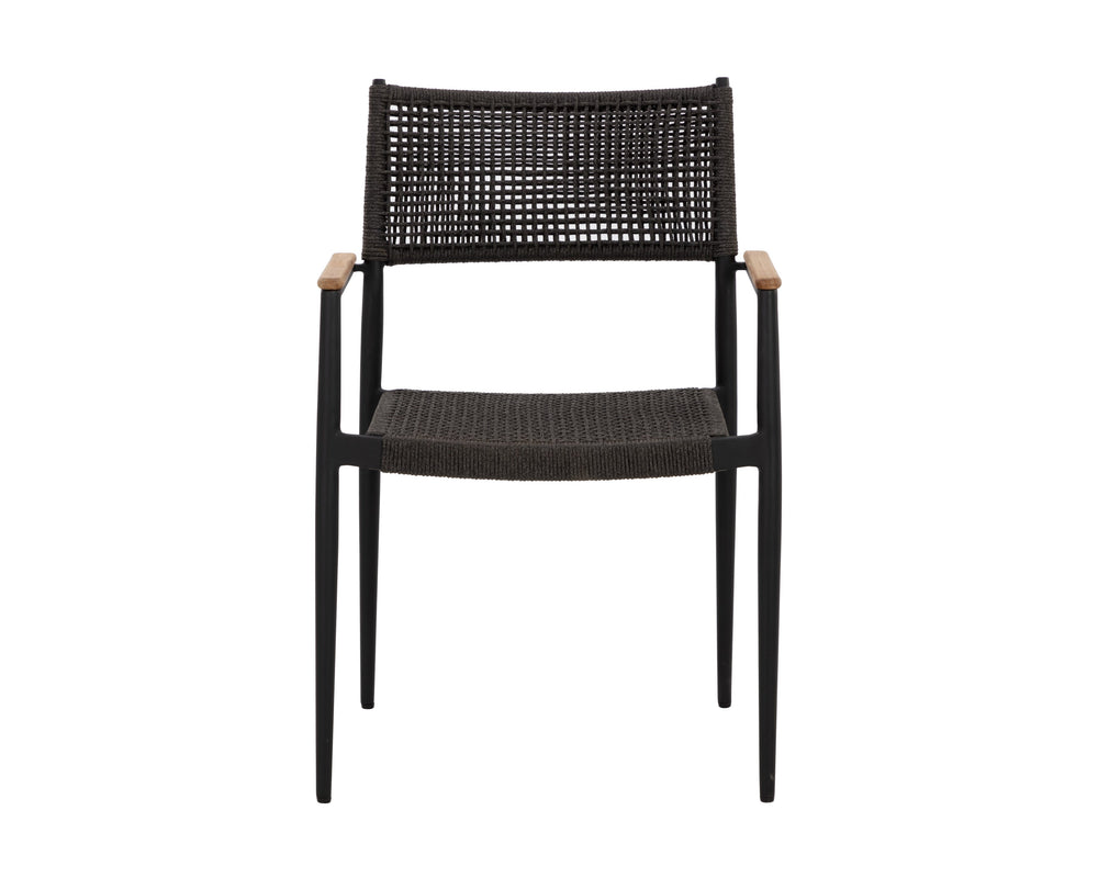 Sunpan Nava Stackable Dining Armchair Set – Elegant Teak and Aluminum Design for Indoor or Outdoor Spaces Black
