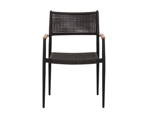 Sunpan Nava Stackable Dining Armchair Set – Elegant Teak and Aluminum Design for Indoor or Outdoor Spaces Black