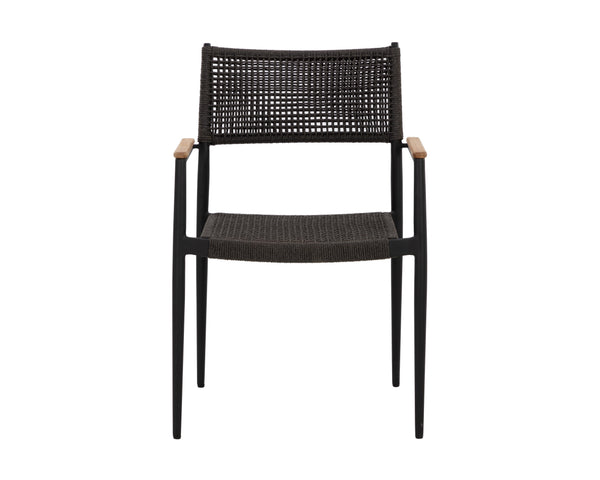 Sunpan Nava Stackable Dining Armchair Set – Elegant Teak and Aluminum Design for Indoor or Outdoor Spaces Black