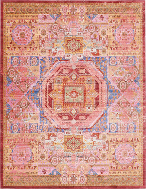 Unique Loom Austin Alto Machine Made Border Rug Peach, Blue/Brown/Gold/Green/Light Blue/Orange/Puce/Red 9' 0" x 12' 2"