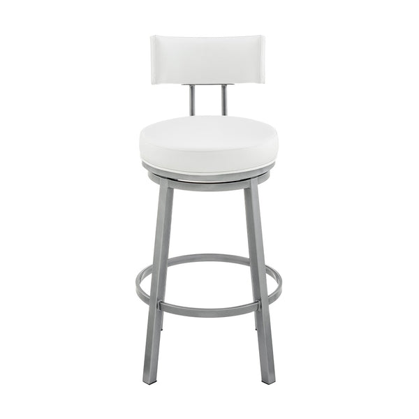 English Elm Sylra Swivel Counter Stool: Stylish Cloud Finish & White Faux Leather For Chic Kitchen Seating B2736P268527-GIGA