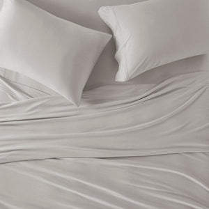 JLA Home Intelligent Design - All Season Sheet Set: Breathable Jersey Knit Cotton Blend for Year-Round Comfort, Fit to 16" Mattress Grey ID20-2455