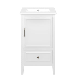 English Elm 20" Bathroom Vanity with Sink and Ceramic Top, Modern Freestanding Cabinet with Drawer & Shelf Storage, Adjustable Feet for Stability and 200lb Capacity White N725P192821K
