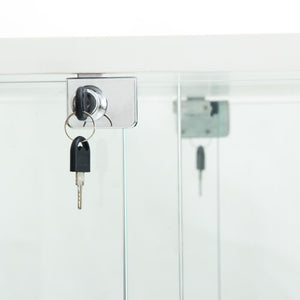 English Elm Tempered Glass Display Cabinet With Bluetooth Led Lights, Lockable Door, Mirrored Back - White Elegance W3155S00018-GIGA