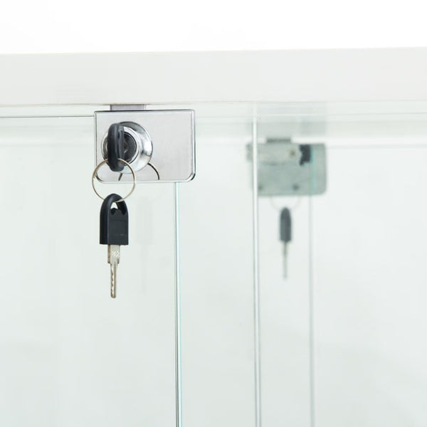 English Elm Tempered Glass Display Cabinet With Bluetooth Led Lights, Lockable Door, Mirrored Back - White Elegance W3155S00018-GIGA