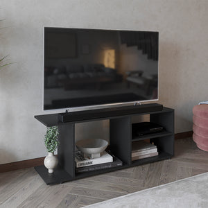 English Elm Goodwood Minimalistic TV Stand for 60-Inch TVs with 5 Open Shelves, Spacious Modern Media Console Black 50 L x 15 W x 3 H B070P234337