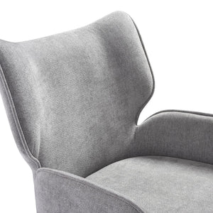 English Elm Alicia Sculptural Wraparound Upholstered Dining Chair with Curved Sled Base for Modern Rooms Gray B2736P464806