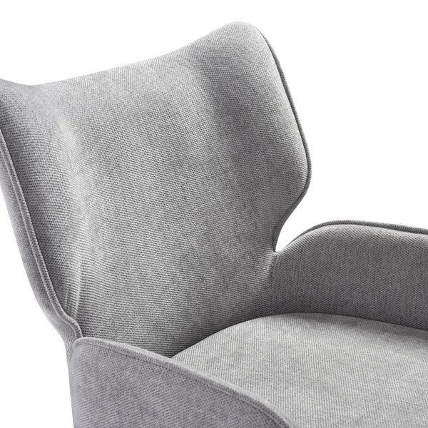 English Elm Alicia Sculptural Wraparound Upholstered Dining Chair with Curved Sled Base for Modern Rooms Gray B2736P464806