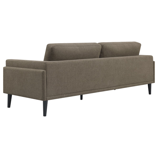 English Elm Andrena Modern 2-Piece Sofa Set With Track Arms, Brown Upholstery & Sleek Black Tapered Legs B062S01237