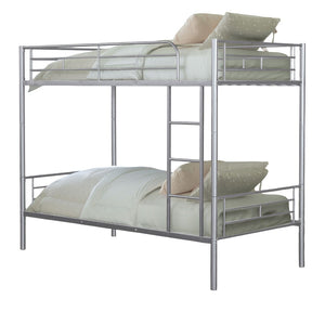 English Elm Silver Twin Over Twin Metal Bunk Bed with Ladder, Convertible Hybrid Design, Space-Saving 41.5"W x 78"D B2741P348883