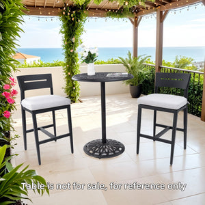 English Elm Modern 2Pc Bar Stools Set - Stylish Aluminum Patio Chairs With Ergonomic Design & Sunbrella Cushions W1886P300268