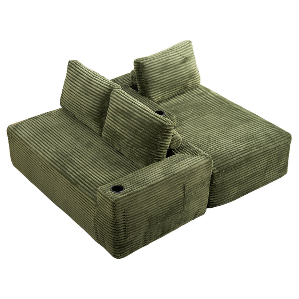 English Elm 104 Inch Corduroy Modular Sectional Sofa Deep Sink Plush L Shape Living Room Couch W5515S00021