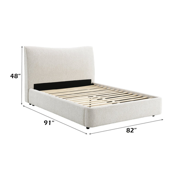 English Elm Renee Eastern King Upholstered Bed Beige Chenille Frame Padded Headboard Bedroom B2756S00013