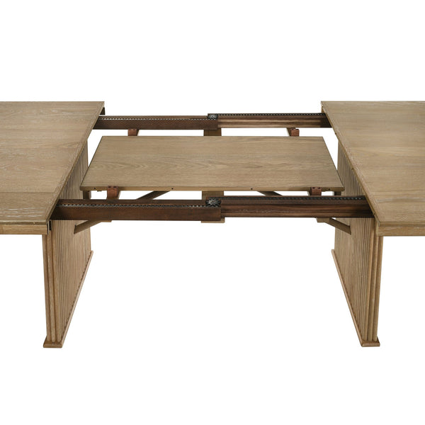 English Elm Dreydon Reeded Rubberwood Extendable Dining Set Seats Six in Farmhouse Style B062S01781