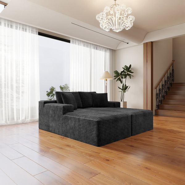 English Elm 70.8*68.9"modular Sectional Sofa with Reversible Chaise in Plush Corduroy for Apartments W3819S00109