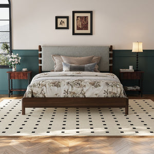 English Elm Christopher Knight Home® - Premium Rubber Wood Platform Bed Frame - Stylish Queen Bed With Elegant Headboard In Walnut & Grey N770P288638D_N770P288639D