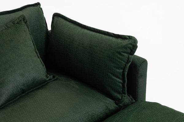 English Elm Modern Chenille Sectional Sofa Modular Sleeper with Ottoman Chaise and Waist Pillows Antique Green W2530S00022