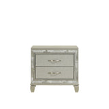 English Elm Dovia Silver 2-Drawer Nightstand With Metal Hardware