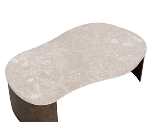 Sunpan NAFISA Coffee Table – Elegant Marble Top & Sculptural Aluminum Base for Modern Living Spaces 112397