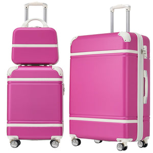 English Elm Hardshell 3 Piece Luggage Set Abs Spinner Suitcase with Tsa Lock Carry on Travel Pink N732P171583H