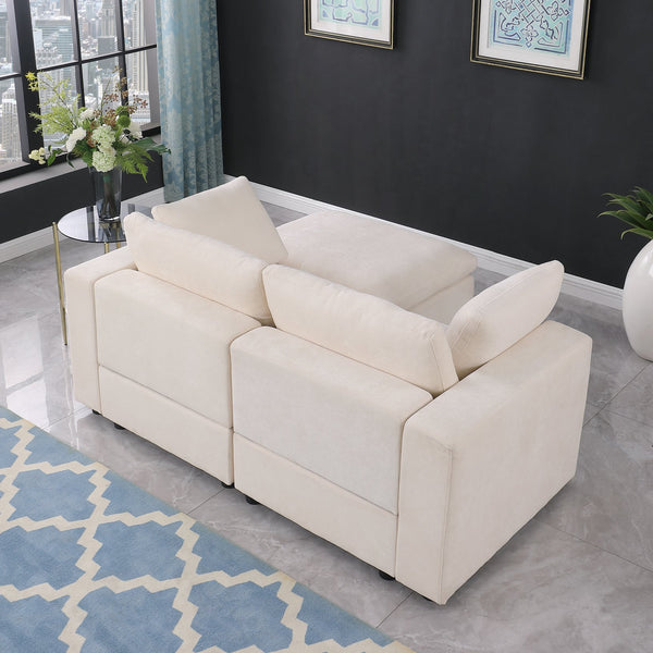 English Elm 68.5" Modular Loveseat Sofa With Ottoman - Stylish Chenille Couch For Small Spaces & Versatile Layouts W1123S00023