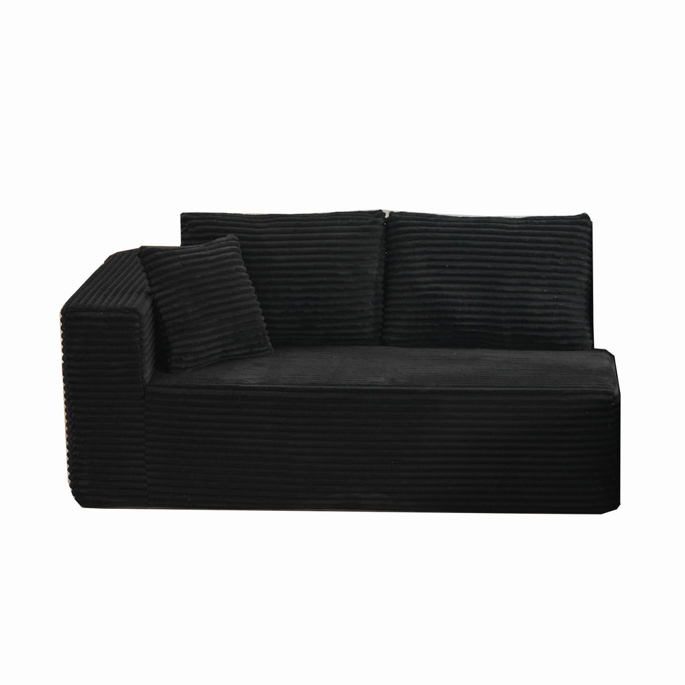 English Elm Modular L-shaped Sectional Sofa in Corduroy Low Profile Cloud Seating for Living Rooms W1143P313186