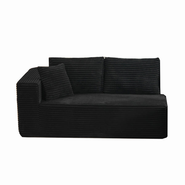 English Elm Modular L-shaped Sectional Sofa in Corduroy Low Profile Cloud Seating for Living Rooms W1143P313186