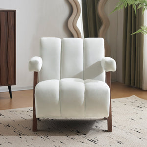 English Elm Christopher Knight Home® - Mid Century Modern Barrel Chair with Solid Wood Frame, Plush Tufted Velvet Ivory Seat, Cozy 28.5" Wide Lounge N765P197467W