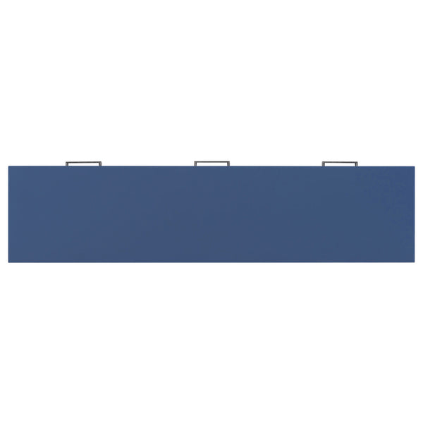 English Elm U_style Farmhouse Console Table with Three Drawers Open Shelf Entryway Organizer Navy Blue N711P410445V