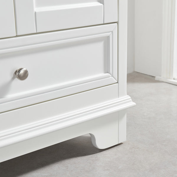 English Elm Fully 60'' Freestanding Double Bathroom Vanity with Solid Wood Base and Carrara Engineered Marble Top White W1826P382807