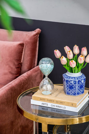 English Elm Set Of 2 Elegant 10" Silvered Hourglasses With Jade Sand - Timeless Home Decor & Functional Timer W2078P278428-GIGA