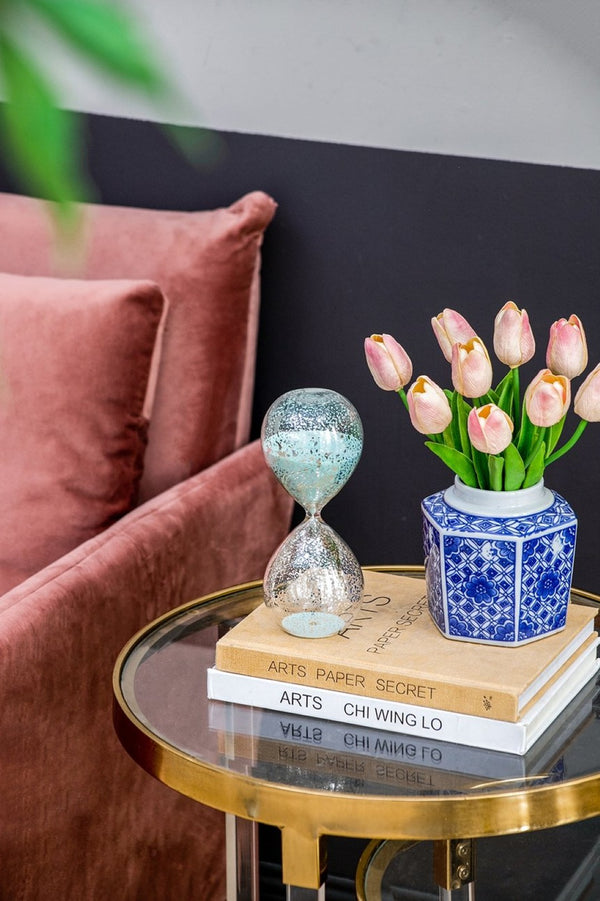 English Elm Set Of 2 Elegant 10" Silvered Hourglasses With Jade Sand - Timeless Home Decor & Functional Timer W2078P278428-GIGA