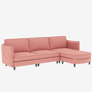 English Elm 107.8'' Modern L-Shaped 3-Seater Sofa Couch With Movable Ottoman & Storage Pocket For Any Space W680S00036