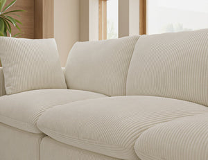 English Elm Modular L Shaped Sectional Sofa in Corduroy Fabric Seats Four with Accent Pillows W1955S00003