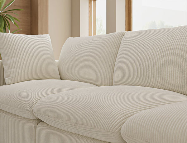 English Elm Modular L Shaped Sectional Sofa in Corduroy Fabric Seats Four with Accent Pillows W1955S00003